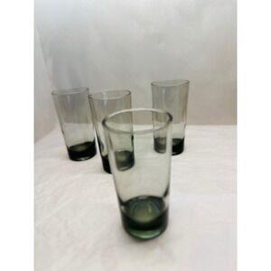Vintage Smoked Highball Glasses Set of 4 Mid Century Modern Tumblers 5.5in